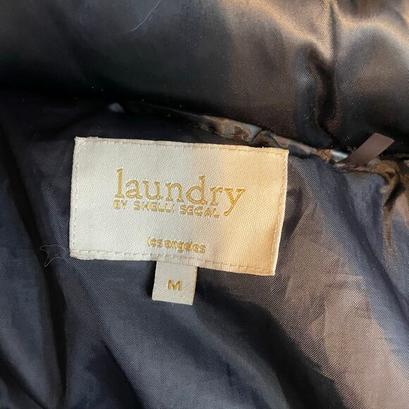 Laundry Shelli Segal Dark Navy Blue Faux Fur Down Cinched Puffer Coat womens M - Picture 14 of 17